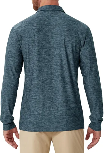 Miniatura 81 de NAVISKIN Camisas polo de manga larga para hombre, camisas de golf con cuello UPF 50 SPF para hombre, secado rápido, absorbe la humedad