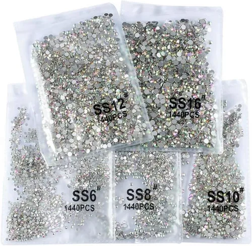 Miniatura 6 de 1440 diamantes de imitación de cristal SS3 para arte de uñas de cristal AB con parte trasera plana para manualidades, uñas, bolsas de maquillaje