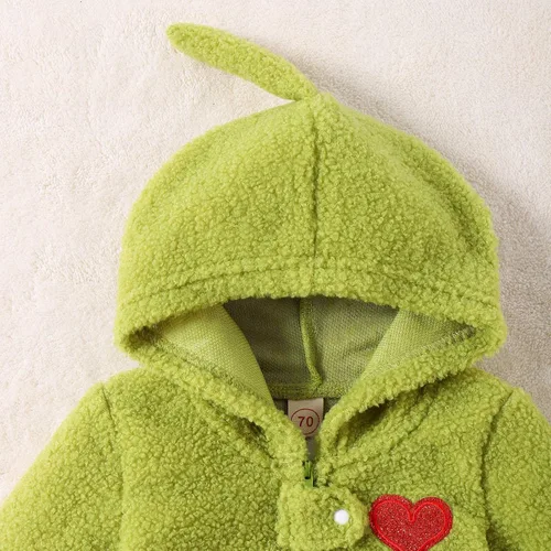 Miniatura 7 de Mameluco de Navidad verde para bebé, mono de forro polar cálido, traje de mi primera Navidad para niña
