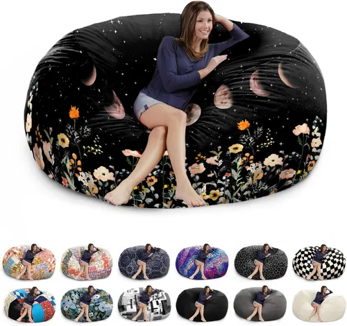 Miniatura 8 de Funda para puf gigante de 6 pies, suave y esponjoso de terciopelo holandés (sin relleno, solo cubierta), cómoda funda de puf de 6 pies, funda