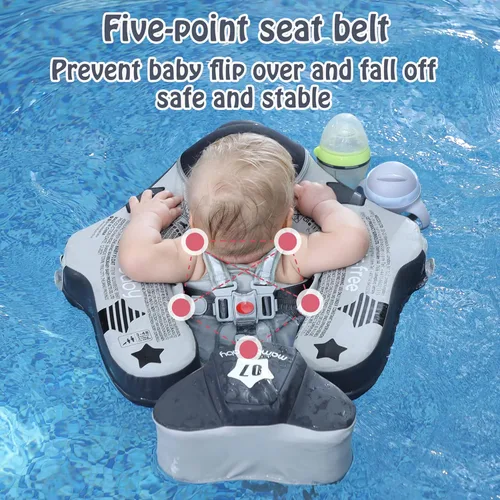 Miniatura 4 de Mambobaby Flotador Mejorado con Cola Añadida para Bebé con Toldo para Anillo de Natación de Cintura Infantil Entrenador de Natación Flotadores No