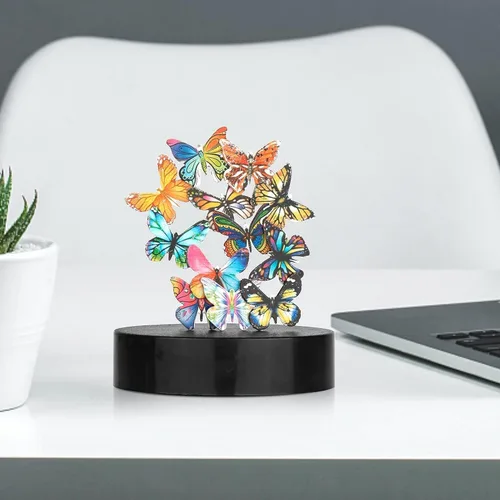 Miniatura 4 de Juguetes de escritorio para oficina para adultos, diseño de mariposas magnéticas, decoración de escritorio para mujer, oficina (base circular)