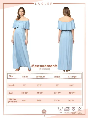 Miniatura 8 de Vestido de maternidad con hombros descubiertos, vestido largo para mujeres embarazadas, para fiestas de recién nacidos, o sesiones de fotos
