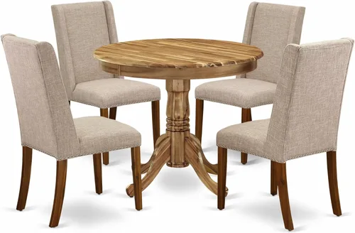 Miniatura 15 de East West Furniture ANFL3-ABK-21 - Juego de mesa de comedor moderno de 3 piezas que contiene una mesa de cocina redonda con pedestal y 2 sillas