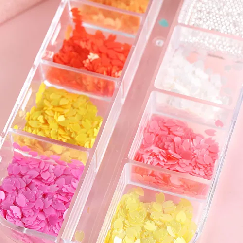 Miniatura 5 de Pétalos florales con purpurina para arte de uñas, diseño de cuentas de diamantes de imitación, suministros de pétalos de flores 3D para mujeres