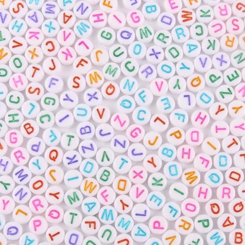 Miniatura 14 de Cuentas de letras acrílicas doradas para pulseras, cuentas redondas, 0.157 x 0.276 pulgadas, 1200 unidades, para kit de fabricación de joyas