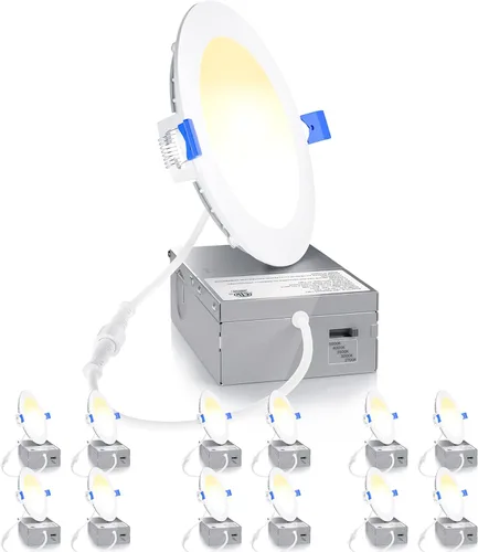 Miniatura 14 de Ensenior Paquete de 12 Luces LED Empotradas de 4 Pulgadas, Regulables, Blanco Claro 6000K, 750LM Alta Luminosidad, 9W 120V, 2 Pines, ERL-9X-ETL
