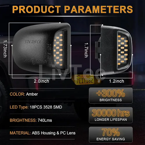 Miniatura 4 de LivTee Conjunto de luz LED para matrícula, luz de etiqueta para Chevy Silverado 1500 2500 3500 1999-2013, Tahoe, Suburban, compatible con GMC Ámbar