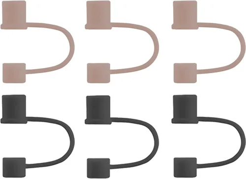 Miniatura 20 de Paquete de 6 Cubrepajitas, Adecuadas para Todas las Tazas con un Diámetro de Pajita de 0.31in/8mm, Tapas de Silicona a Prueba de Polvo