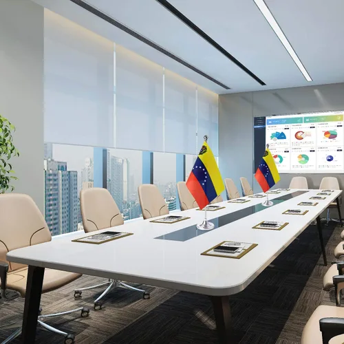 Miniatura 3 de ZXvZYT Paquete de 2 banderas de mesa de Venezuela con base de soporte, decoración de eventos de festivales internacionales, decoración de oficina