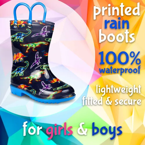 Miniatura 4 de ZOOGS Printed Kids Toddler Rain Boots for Girls and BoysDinosaur1