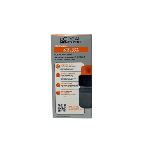 Miniatura 2 de L’Oreal Paris Men Expert One Twist - Tinte permanente de cabello para hombre, sin ensuciar, para cubrir canas, aplicación sencilla, sin mezclar y 03