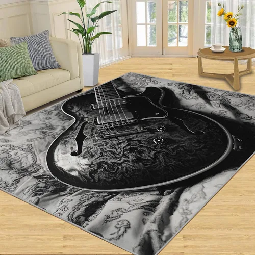Miniatura 24 de Alfombra de guitarra, alfombra de 2 x 3 pies para entrada, alfombra de área musical, alfombra lavable de guitarra fresca para dormitorio, alfombra