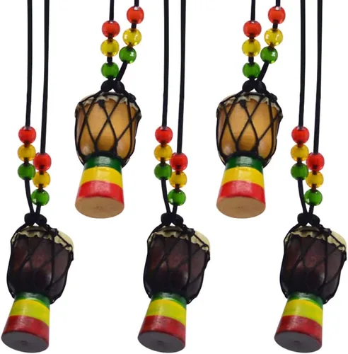 Miniatura 7 de 10 collares de instrumentos de madera clásicos de tambor Djembe mini colgante africano tambor bongos percusión joyería collar tambores para adultos
