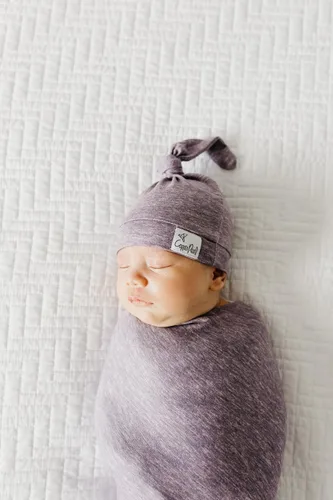 Miniatura 40 de Copper Pearl Gorro de bebé con nudo superior elástico suave Lennon