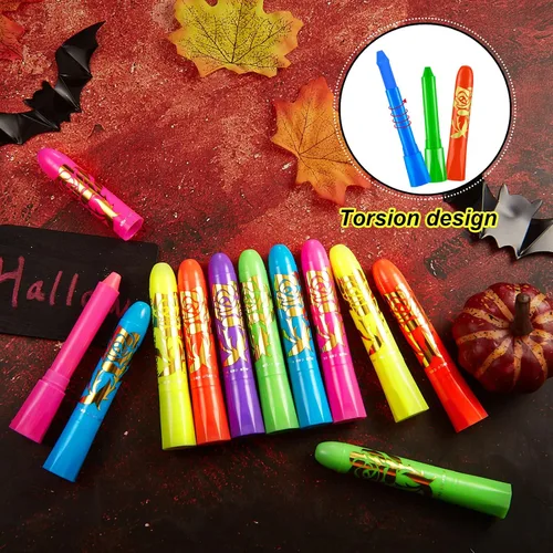 Miniatura 4 de Tenceur 48 piezas de maquillaje que brilla en la oscuridad, crayón UV, luz negra, fluorescente, kit de pintura corporal para adultos, fiesta