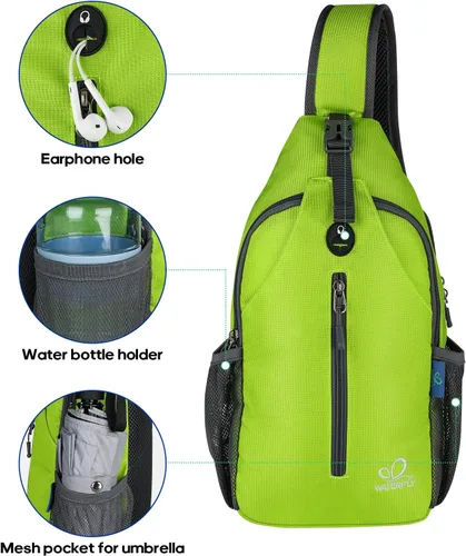 Miniatura 54 de WATERFLY Bolsa pequeña de senderismo: mochila cruzada para el pecho, mochila para hombres y mujeres con correa de hombro agradable a la piel