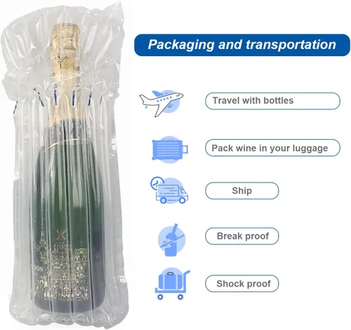 Miniatura 7 de Bolsas protectoras para botellas de vino, equipaje para viajes en avión, paquete de 18 unidades inflables, para envío de botellas de licor, embalaje