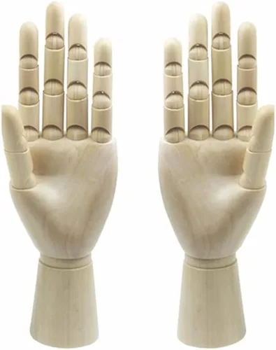 Maniquí de dibujo de artista de madera articulado con dedos flexibles de madera de 10" mano izquierda (10 pulgadas-La mano derecha)