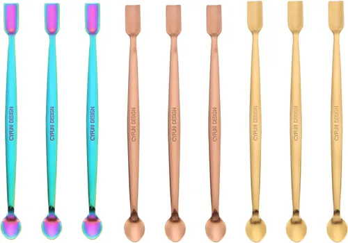 Juego de 9 cucharas de acero inoxidable 304 para manualidades, álbumes de recortes, polvos de relieve con purpurina, lentejuelas y otros adornos