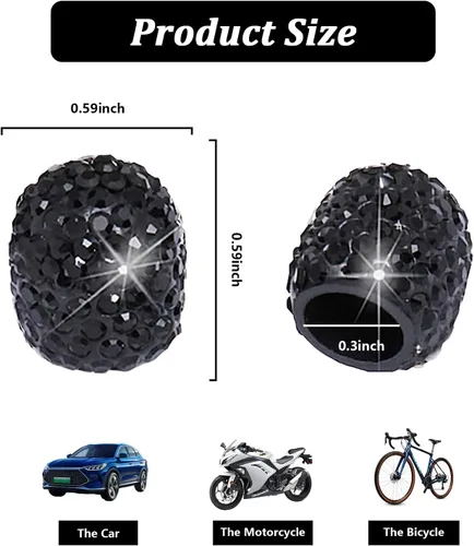 Miniatura 2 de Kewucn Bling Tapas de Vástago de Válvula de Neumático de Coche, Paquete de 4 Cubiertas Hechas a Mano de Cristal Centelleante con Diamantes