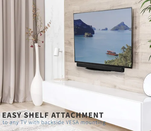 Miniatura 2 de VIVO Soporte de pared VESA para debajo o por encima de TV con inclinación, estante de almacenamiento de vidrio para reproductor de DVD, caja