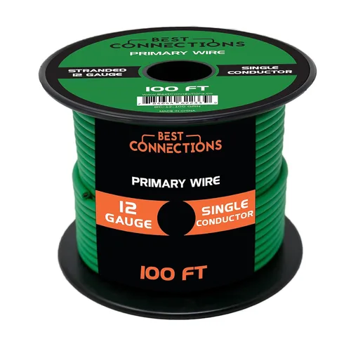Miniatura 23 de BEST CONNECTIONS Cable primario automotriz – 100 pies (varias opciones de color) Ideal para remolques, altavoces y circuitos de iluminación Verde