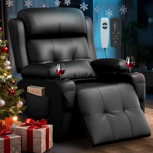 Miniatura 33 de Sofá reclinable biplaza, asiento de cine en casa de 4 plazas, sofá reclinable con USB, consola central, sillón reclinable de pared para caravana