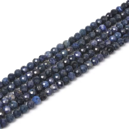 Miniatura 25 de Cuentas redondas facetadas de aguamarina natural de 4mm cuentas sueltas de 16 pulgadas para hacer joyas con cuentas