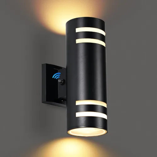 Miniatura 15 de Luces de pared para exteriores del atardecer al amanecer, 2 unidades, modernas luces de porche al aire libre con bombillas, luz exterior cilíndrica