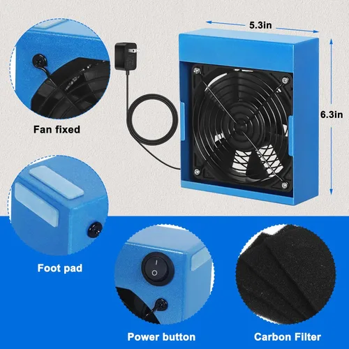 Miniatura 4 de Toolour Extractor de humos de soldadura, removedor de humos, potente ventilador de soldadura de 12 V con 5 filtros de carbono para estación