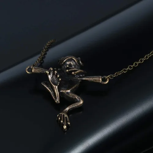 Miniatura 3 de Juego de collares de rana para colgar en forma de árbol de plata, diseño de rana y animales retro, divertido, vintage, para mujeres y niñas, regalo