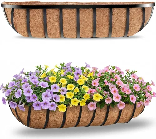 Miniatura 17 de HFHOME Paquete de 2 macetas de barandilla de 24 pulgadas, macetas de ventana resistentes, macetas ajustables para balcón para colgar barandillas