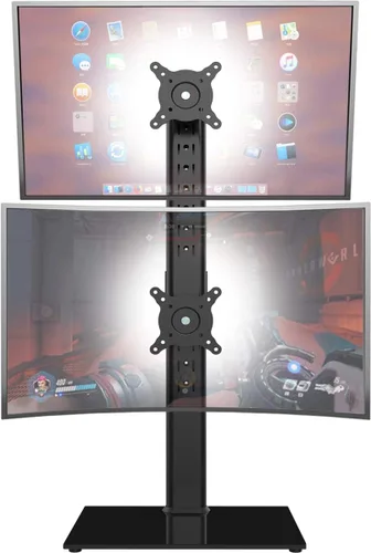 Soporte para Monitor Dual - Apilamiento Vertical de Pantalla, Elevador de Monitor Independiente para Dos Pantallas de 13 a 34 Pulgadas con Giro,