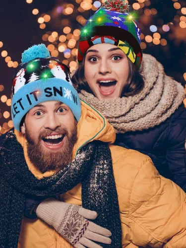 Miniatura 4 de SATINIOR 2 gorros de punto con luz LED de Navidad para fiestas de Navidad