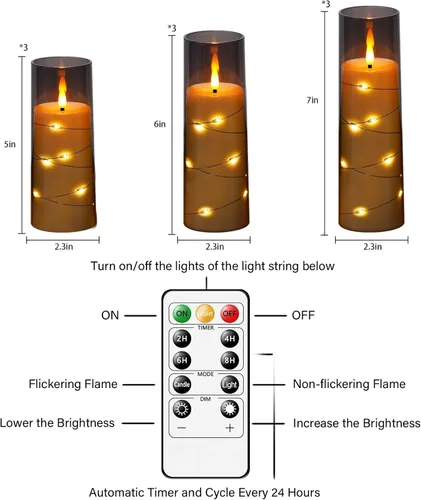 Miniatura 5 de kakoya Velas LED sin llama con temporizador 9 piezas Velas parpadeantes sin llama para ambiente romántico y decoración del hogar Carcasa acrílica