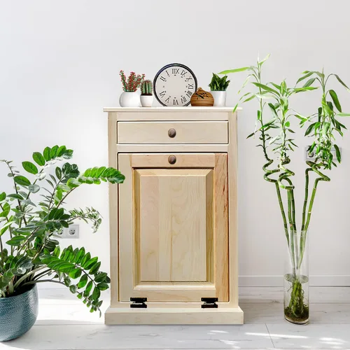 Miniatura 2 de Peaceful Classics - Gabinete escondido hecho a mano - Papelera decorativa para baño, oficina y dormitorio - Papelera de madera inclinable