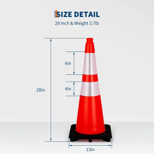 Miniatura 2 de Conos de tráfico de 28 pulgadas, 10 conos de seguridad, conos de seguridad de PVC naranja para estacionamiento en carretera con 2 collares