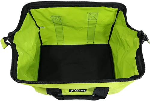 Bolsa de contratista plegable de boca ancha verde genuina OEM con cremallera única completa hasta la parte superior y costuras en X cruzadas