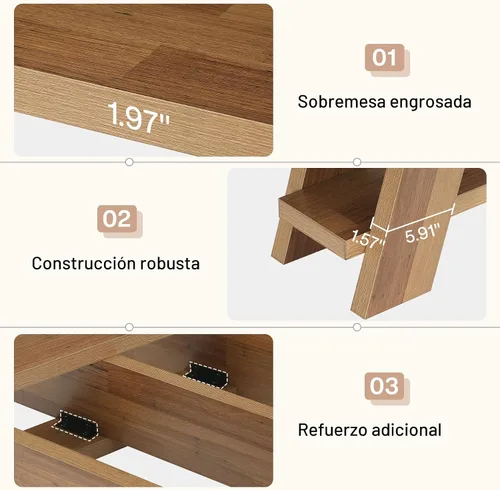 Miniatura 8 de Tribesigns - Mesa consola extralarga de 70.9" con almacenamiento, mesa de sofá estrecha de 3 niveles en madera detrás del sofá, mesa de entrada