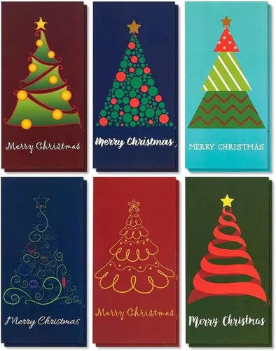 Tarjetas de Navidad con sujetador para dinero y sobres, Árboles navideños