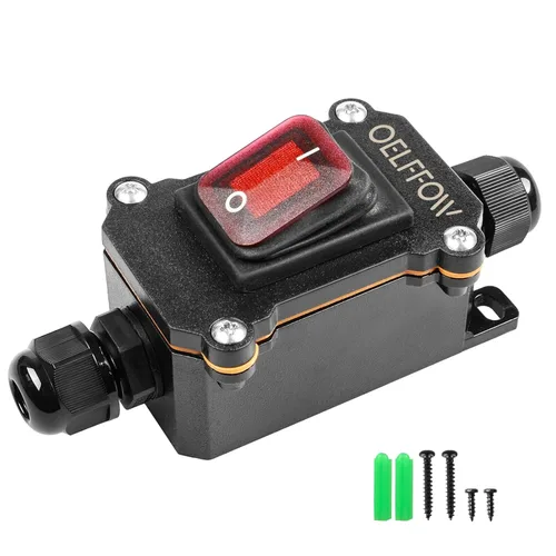 Miniatura 13 de Interruptor de palanca de encendido/apagado impermeable doble con botón de palanca de luz roja, interruptor de cable en línea DPST AC/DC 20A-125V