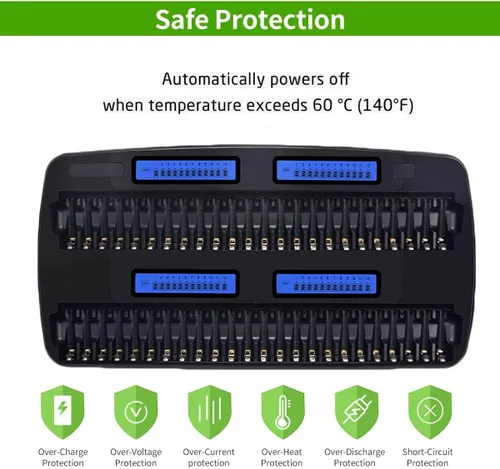 Miniatura 7 de Cargador de batería AA AAA grande de 48 bahías Pantalla LCD inteligente para 1.2 V doble A y triple A Ni-MH Ni-CD múltiples baterías recargables a