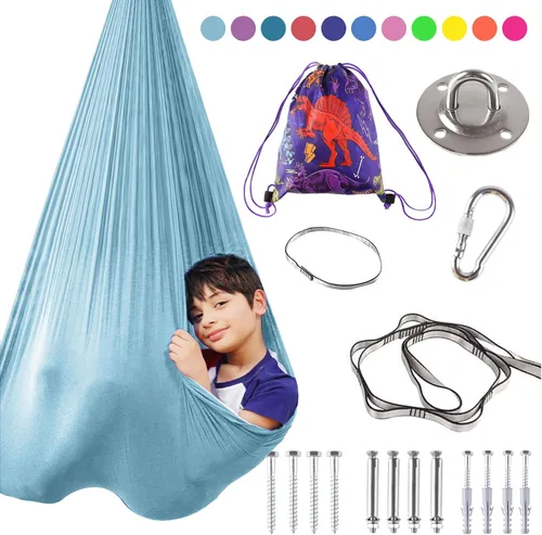 Miniatura 11 de Columpio sensorial de terapia interior para niños, necesidades especiales, columpios de techo para acurrucarse, hamaca de tela ajustable