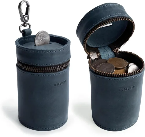 Miniatura 8 de Hide & Drink, Caja de dinero, cubo de alcancía, bolsa con cremallera, organizador de efectivo, funda para monedas, cuero de grano completo, hecho a