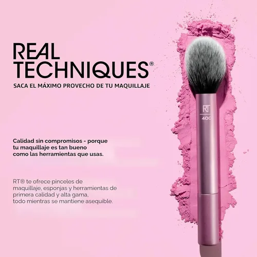 Miniatura 8 de Real Techniques Cepillo de maquillaje corrector iluminador, cepillo viral de pata de gatito oculta debajo de los ojos e imperfecciones, cubre