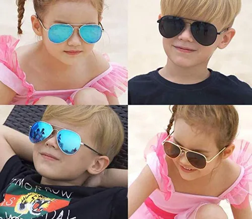 Miniatura 6 de COASION Gafas de sol de aviador pequeñas polarizadas clásicas para niños, bebés, niñas y niños de 2 a 10 años, 1.969in