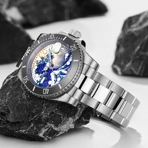 Miniatura 2 de ADDIESDIVE Reloj de buceo automático estéril para hombres Surf Dial pulsera de acero inoxidable MY-H3-2