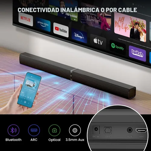 Miniatura 7 de MZEIBO Barra de sonido para Smart TV, barra de sonido Bluetooth desmontable de 80 W con graves potentes, sistema de audio de cine en casa 2 en 1