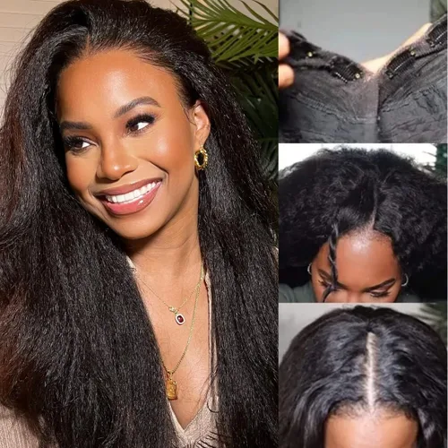 Miniatura 43 de KLAIYI Peluca de cabello humano con encaje frontal precortada 7x5, corte Bob en capas, corte romo, cordón sin pegamento, peluca predepilada